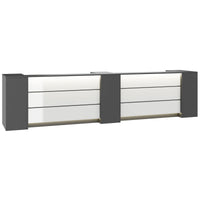 NOVUM Empfangstheke | 3600 - 4400 mm, Multicolor-LED-Beleuchtung, Anthrazit