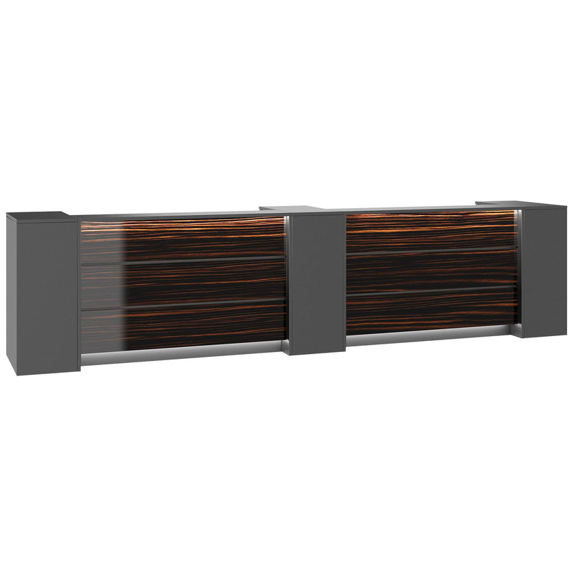 NOVUM Empfangstheke | 3600 - 4400 mm, Multicolor-LED-Beleuchtung, Anthrazit