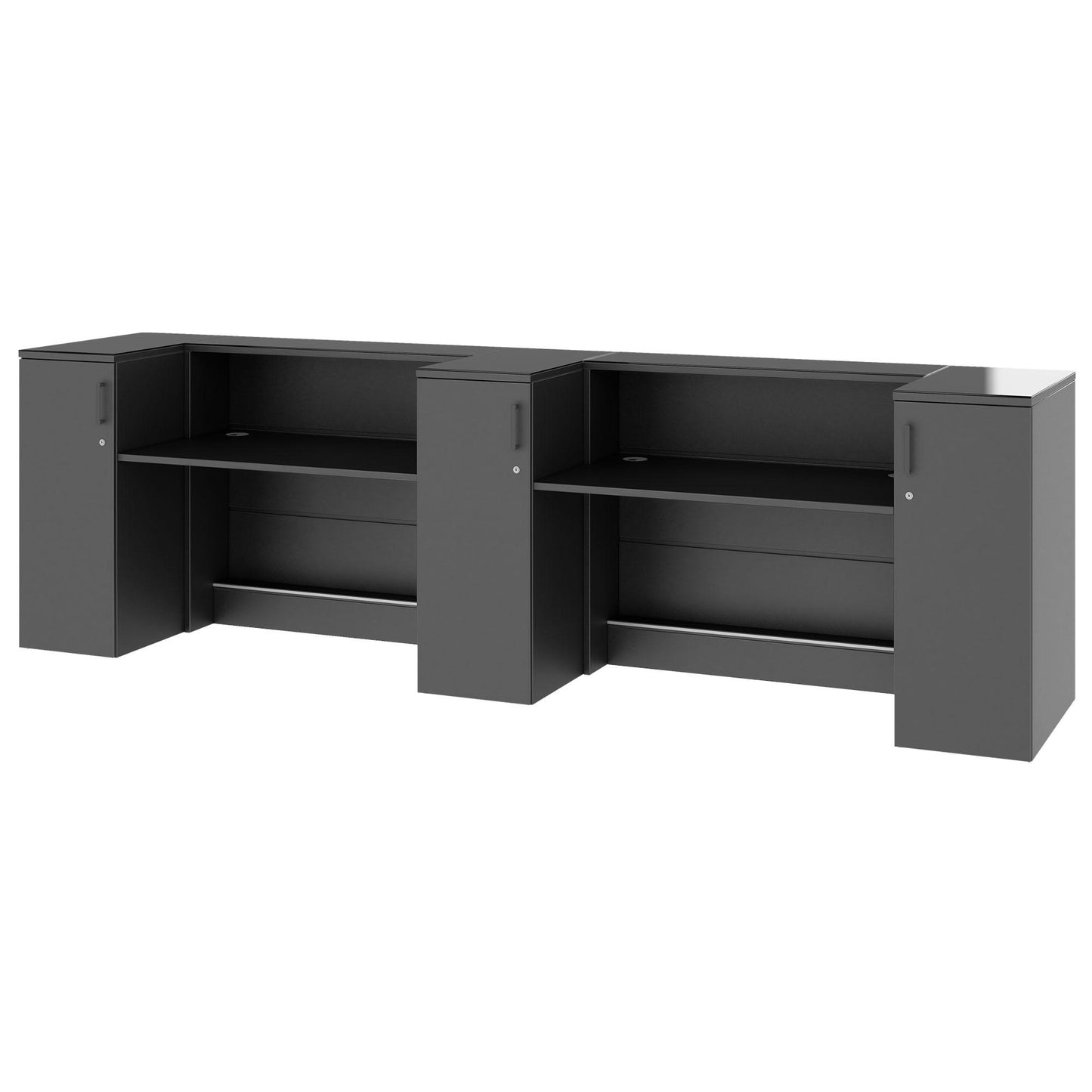 NOVUM Empfangstheke | 3600 - 4400 mm, Multicolor-LED-Beleuchtung, Anthrazit