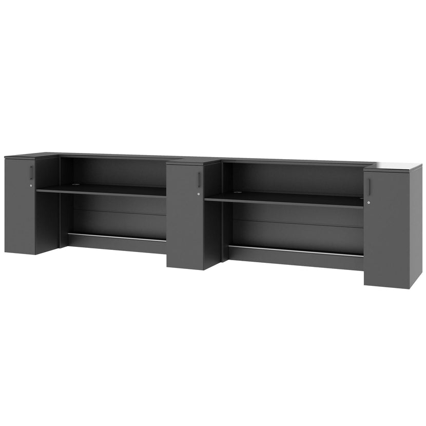 NOVUM Empfangstheke | 3600 - 4400 mm, Multicolor-LED-Beleuchtung, Anthrazit