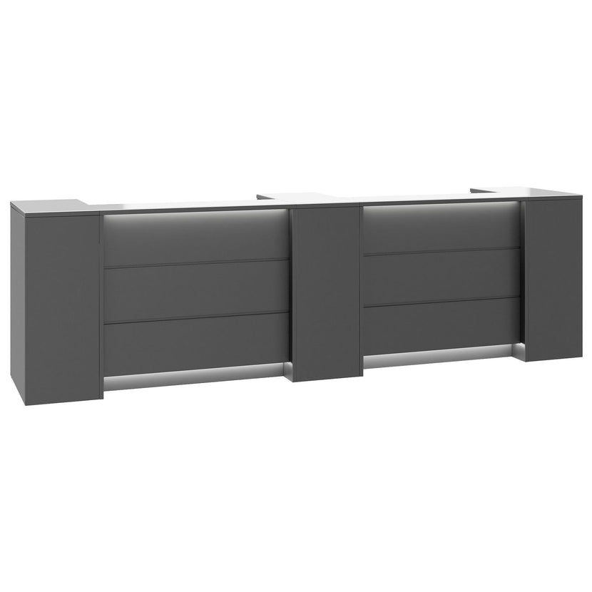 NOVUM Empfangstheke | 3600 - 4400 mm, Multicolor-LED-Beleuchtung, Anthrazit