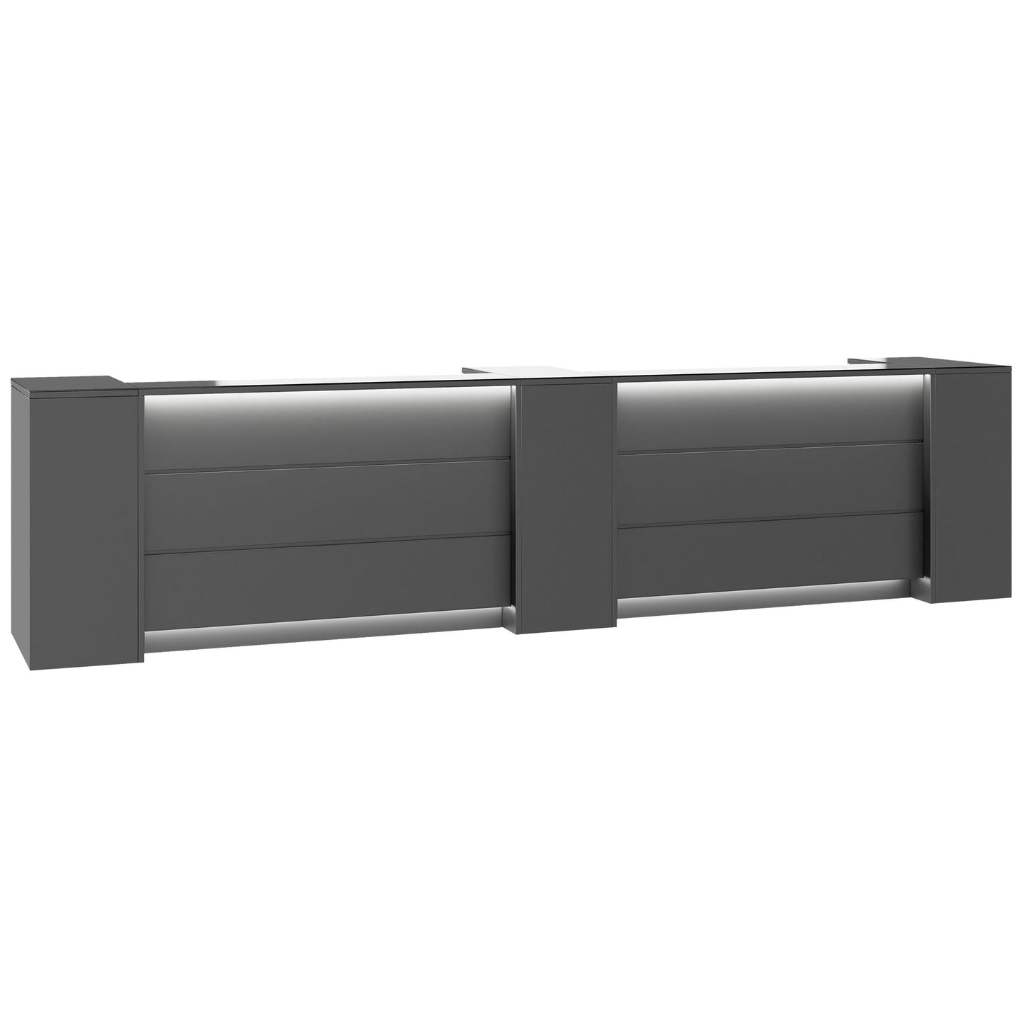 NOVUM Empfangstheke | 3600 - 4400 mm, Multicolor-LED-Beleuchtung, Anthrazit