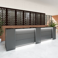 NOVUM Empfangstheke | 3600 - 4400 mm, Multicolor-LED-Beleuchtung, Anthrazit