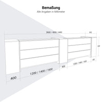 NOVUM Empfangstheke | 3600 - 4400 mm, Multicolor-LED-Beleuchtung, Anthrazit
