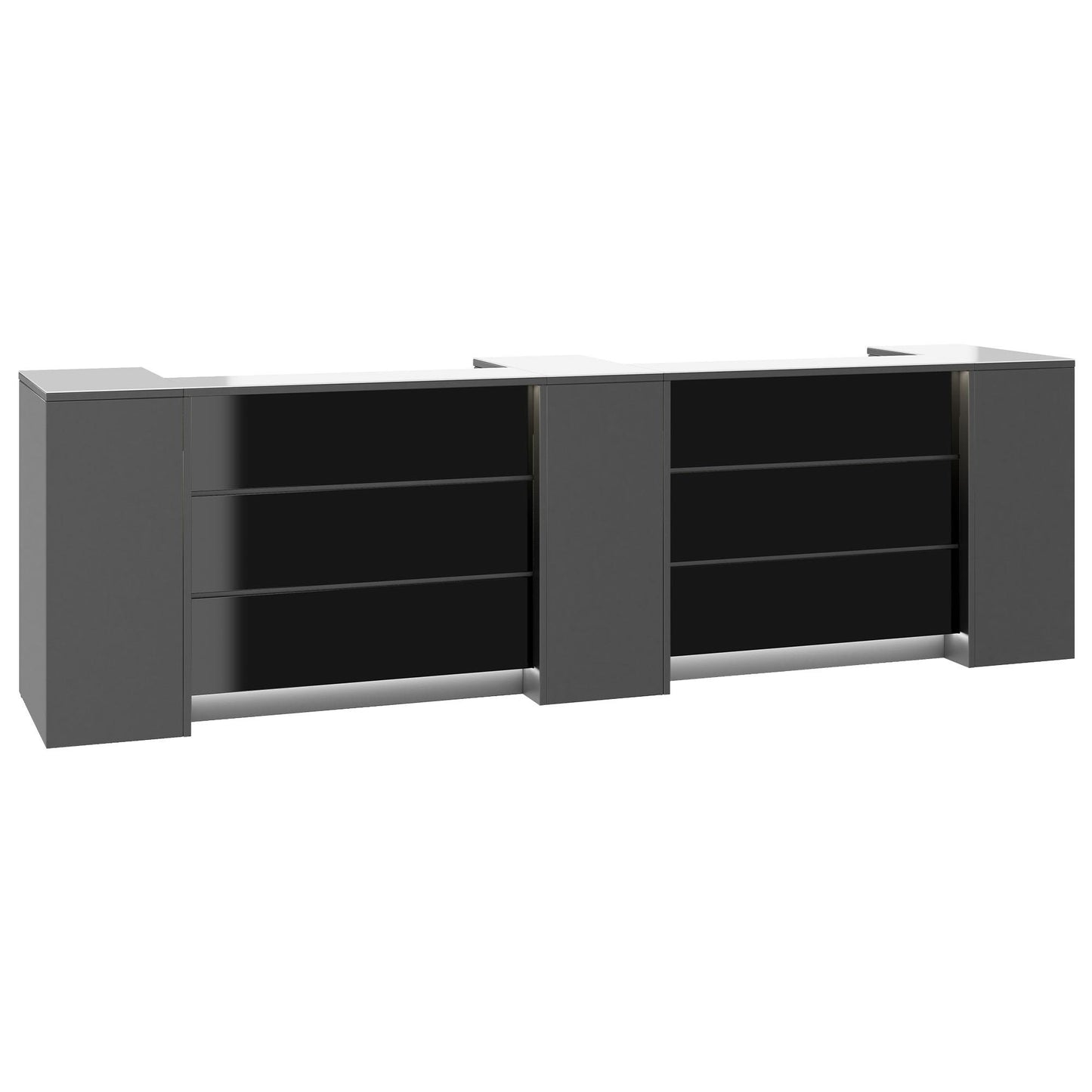 NOVUM Empfangstheke | 3600 - 4400 mm, Multicolor-LED-Beleuchtung, Anthrazit
