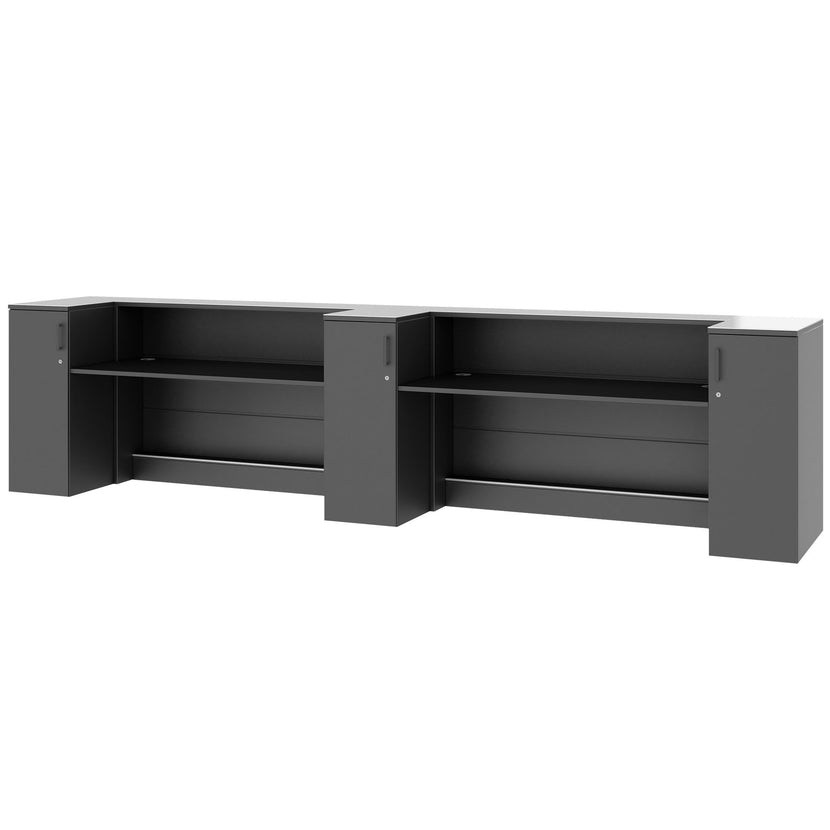 NOVUM Empfangstheke | 3600 - 4400 mm, Multicolor-LED-Beleuchtung, Anthrazit