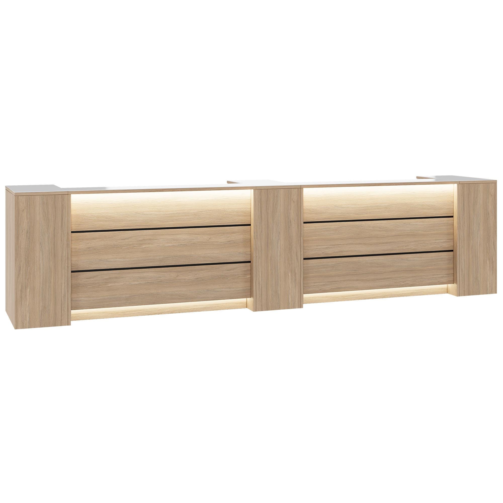 Contatore di accoglienza Novum | 3600-4400 mm, illuminazione a LED multicolore, quercia ambra