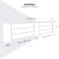 NOVUM Empfangstheke | 3600 - 4400 mm, Multicolor-LED-Beleuchtung, Bernsteineiche