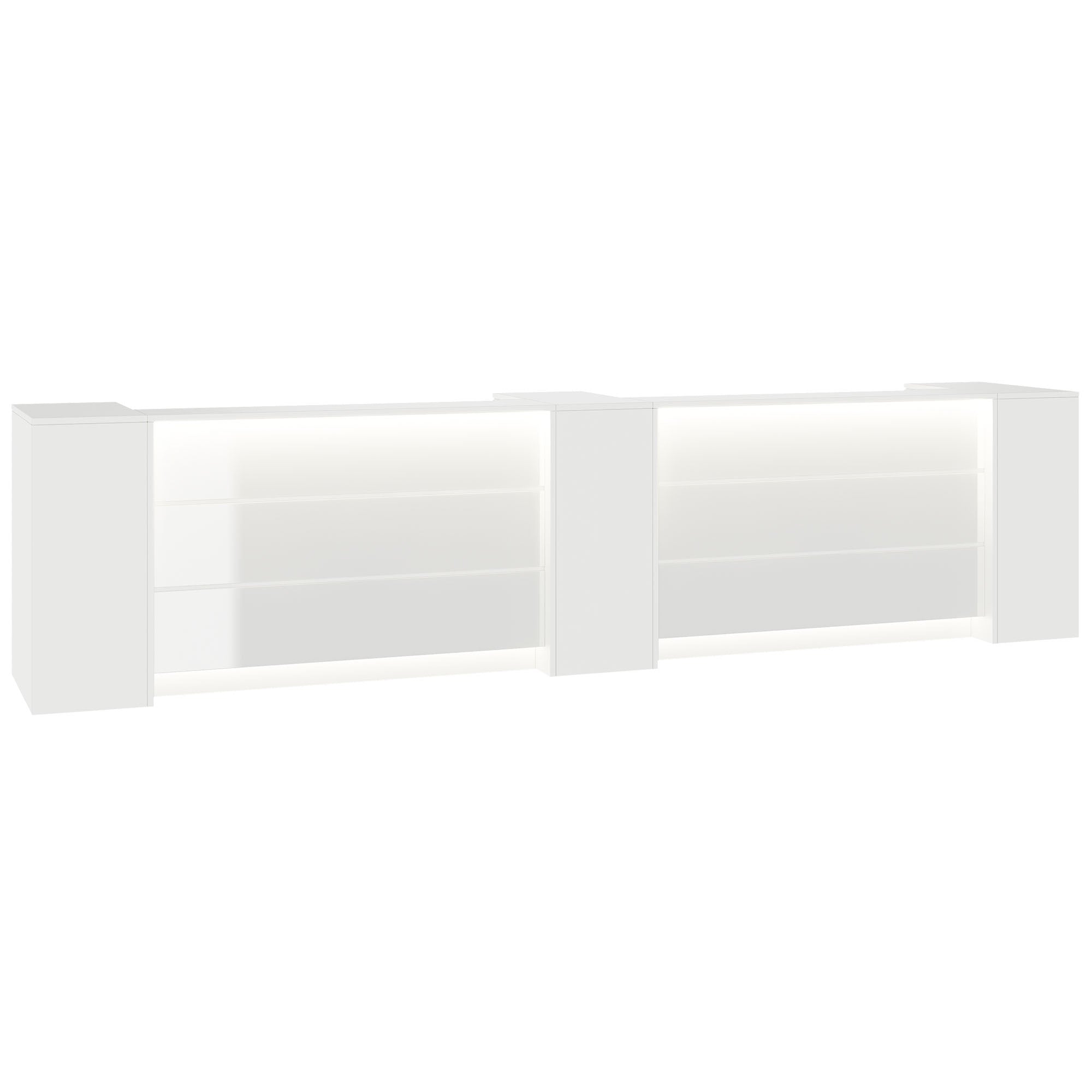NOVUM Empfangstheke | 3600 - 4400 mm, Multicolor-LED-Beleuchtung, Weiß