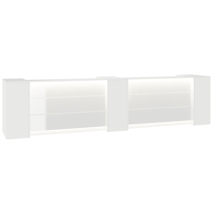 NOVUM Empfangstheke | 3600 - 4400 mm, Multicolor-LED-Beleuchtung, Weiß