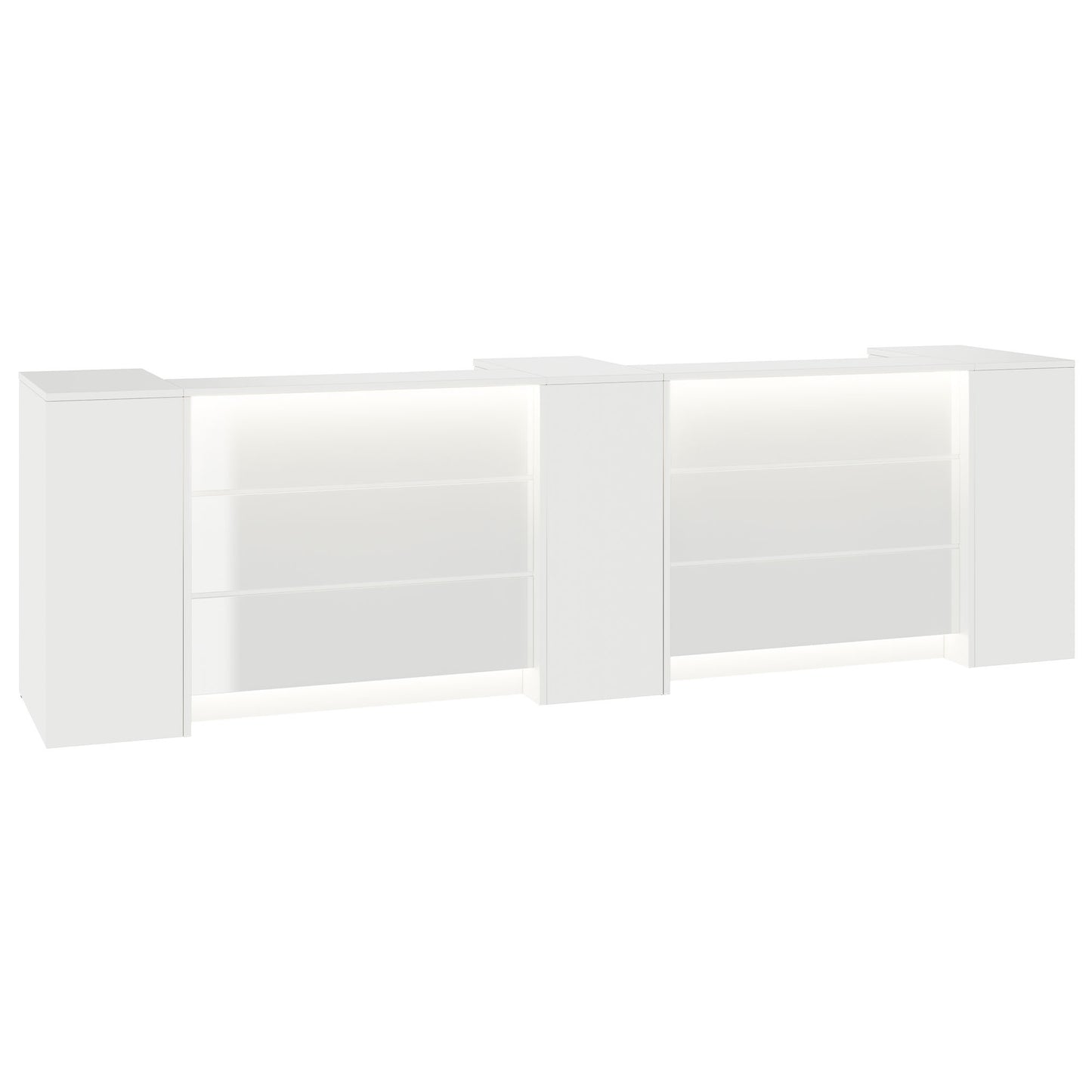 NOVUM Empfangstheke | 3600 - 4400 mm, Multicolor-LED-Beleuchtung, Weiß