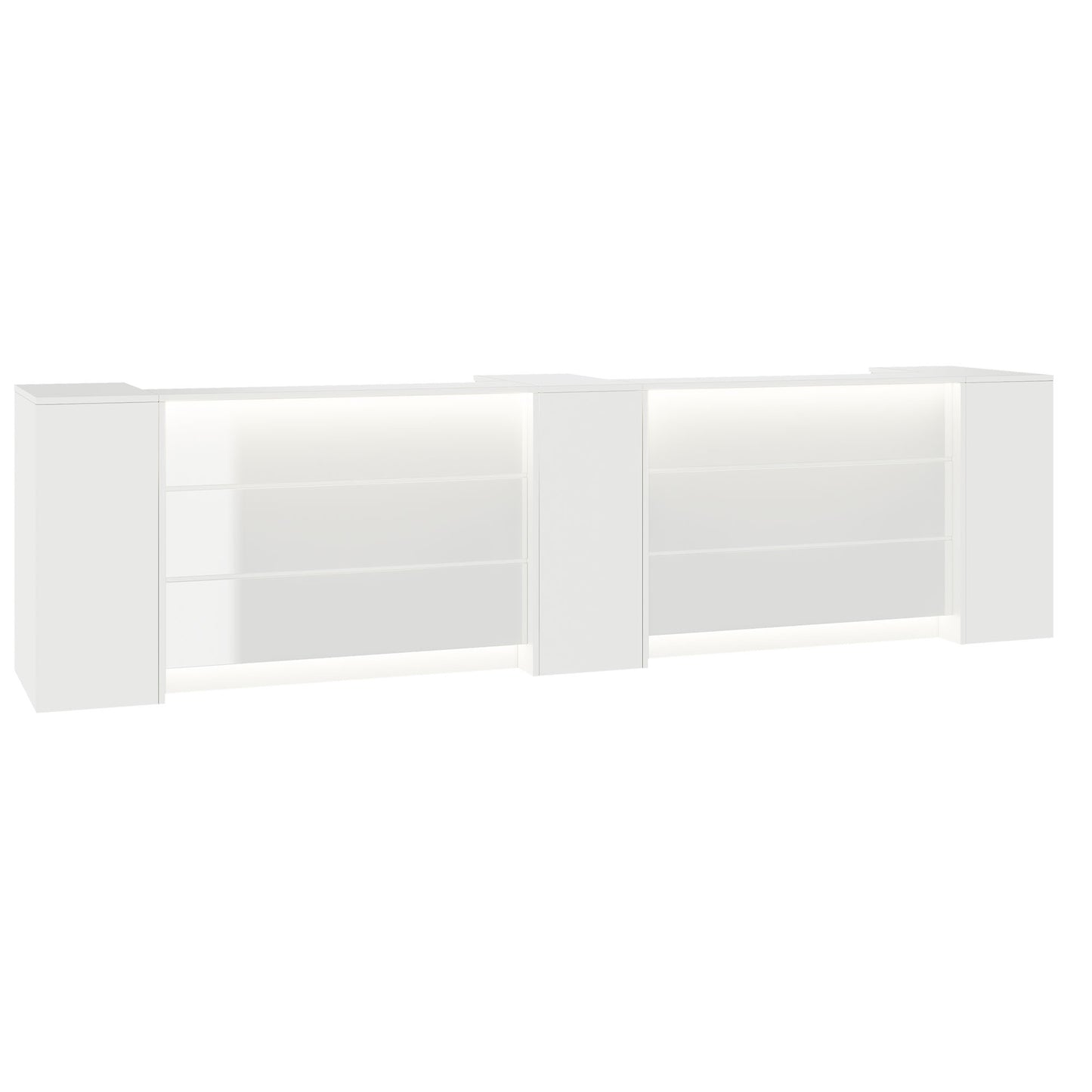 NOVUM Empfangstheke | 3600 - 4400 mm, Multicolor-LED-Beleuchtung, Weiß