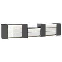 NOVUM Empfangstheke | 5200 - 6000 mm, Multicolor-LED-Beleuchtung, Anthrazit