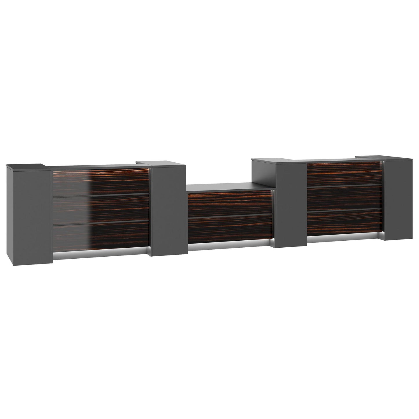 NOVUM Empfangstheke | 5200 - 6000 mm, Multicolor-LED-Beleuchtung, Anthrazit