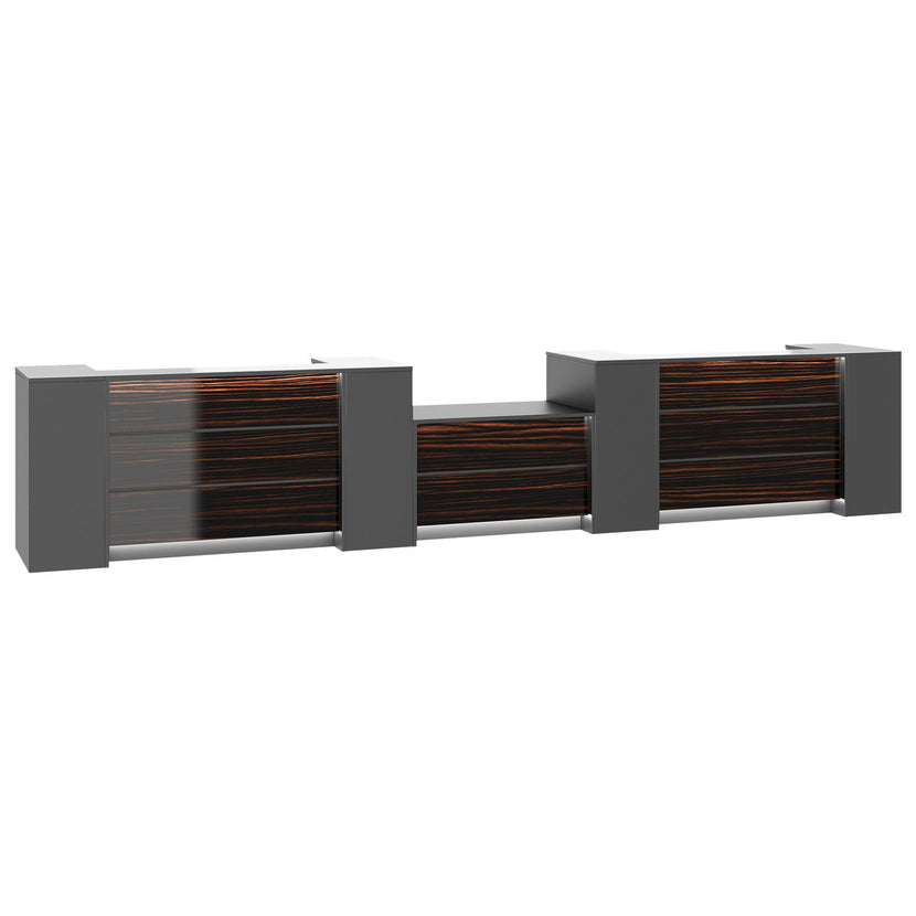 NOVUM Empfangstheke | 5200 - 6000 mm, Multicolor-LED-Beleuchtung, Anthrazit