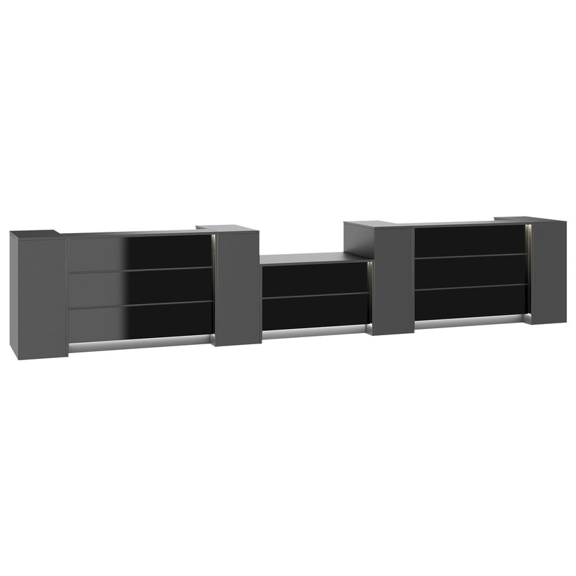 NOVUM Empfangstheke | 5200 - 6000 mm, Multicolor-LED-Beleuchtung, Anthrazit