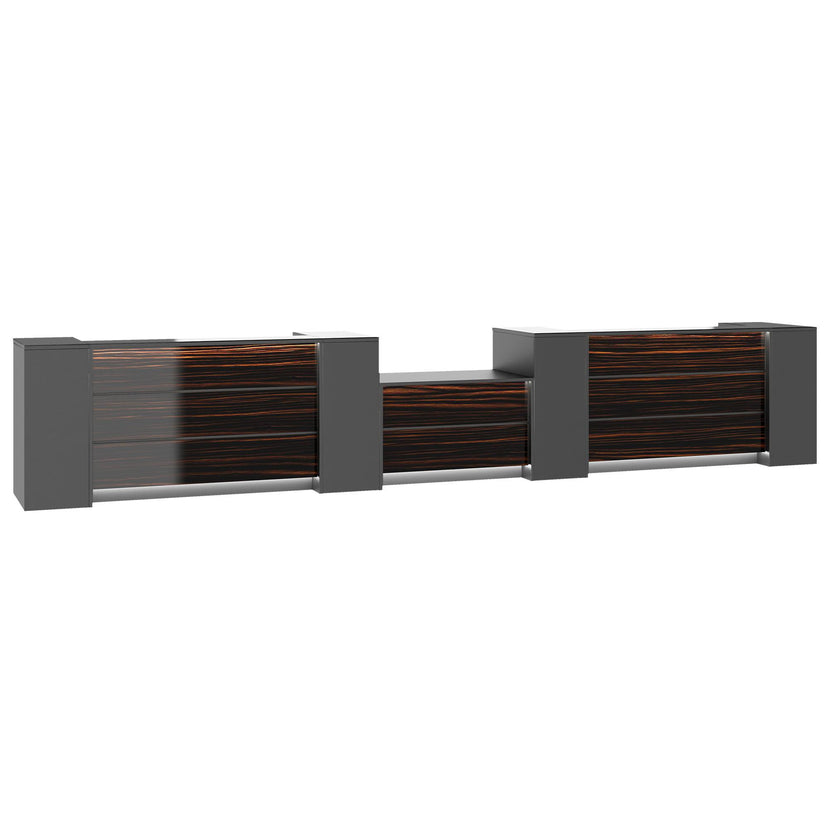 NOVUM Empfangstheke | 5200 - 6000 mm, Multicolor-LED-Beleuchtung, Anthrazit