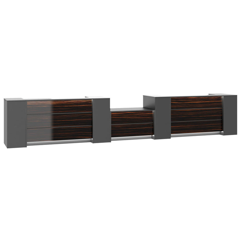 NOVUM Empfangstheke | 5200 - 6000 mm, Multicolor-LED-Beleuchtung, Anthrazit
