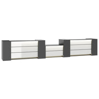 NOVUM Empfangstheke | 5200 - 6000 mm, Multicolor-LED-Beleuchtung, Anthrazit