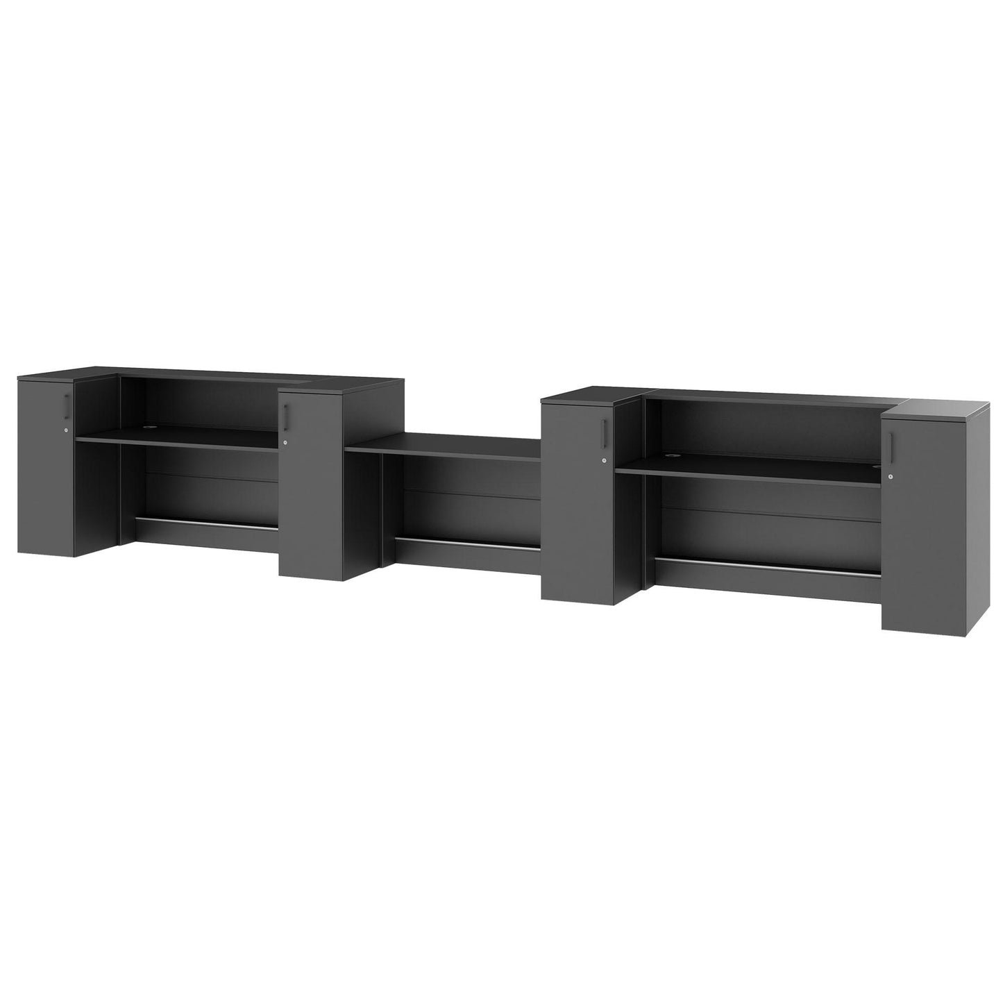 NOVUM Empfangstheke | 5200 - 6000 mm, Multicolor-LED-Beleuchtung, Anthrazit