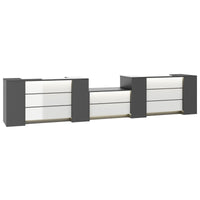 NOVUM Empfangstheke | 5200 - 6000 mm, Multicolor-LED-Beleuchtung, Anthrazit