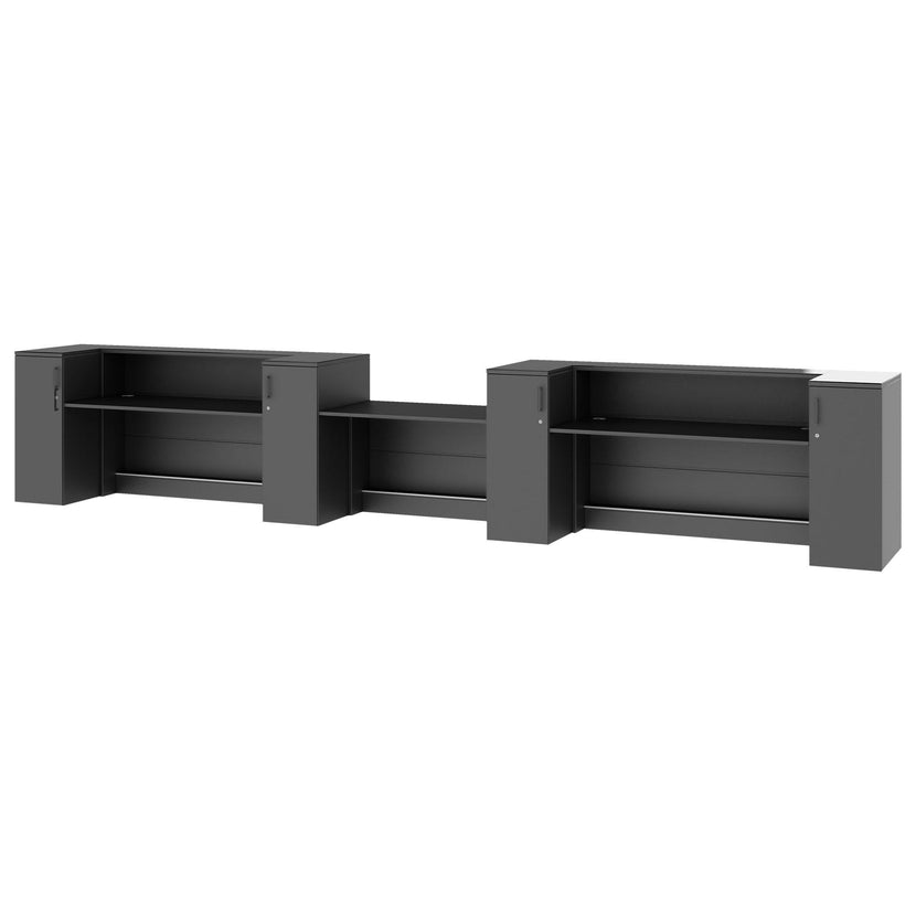NOVUM Empfangstheke | 5200 - 6000 mm, Multicolor-LED-Beleuchtung, Anthrazit