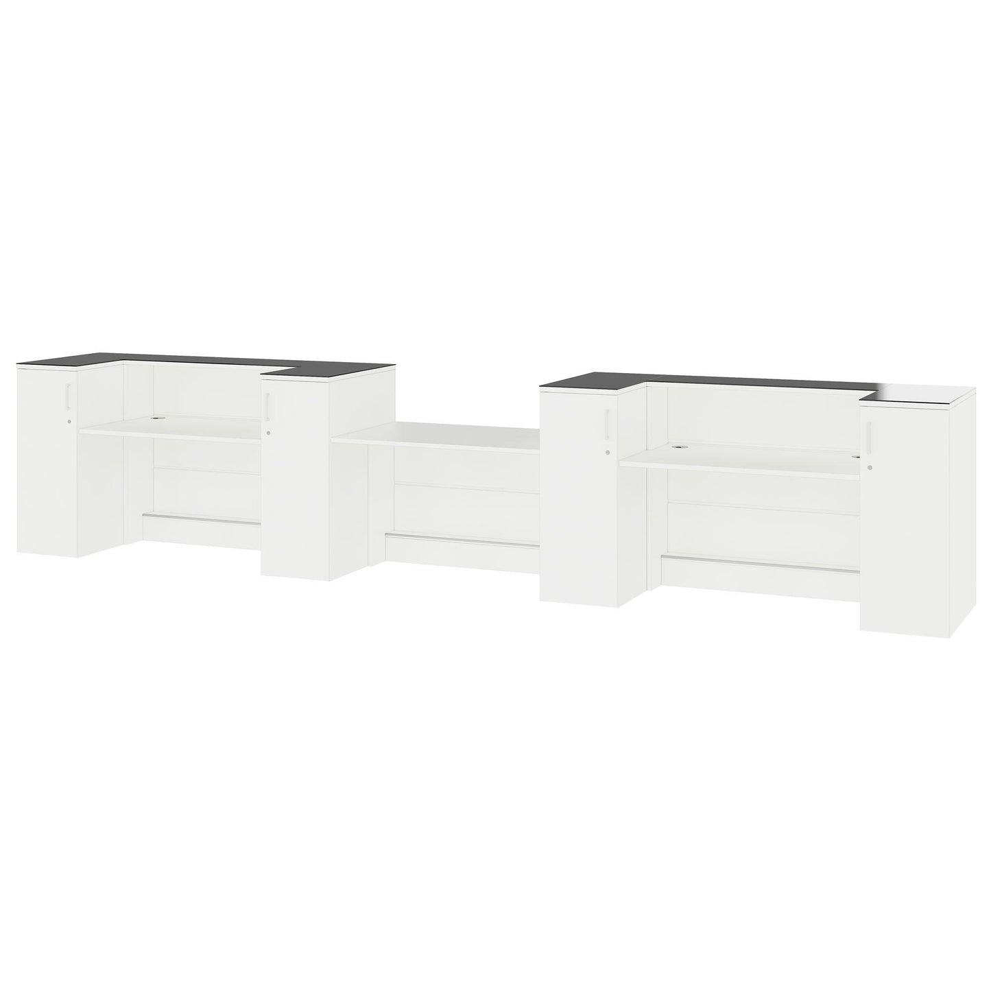 NOVUM Empfangstheke | 5200 - 6000 mm, Multicolor-LED-Beleuchtung, Weiß