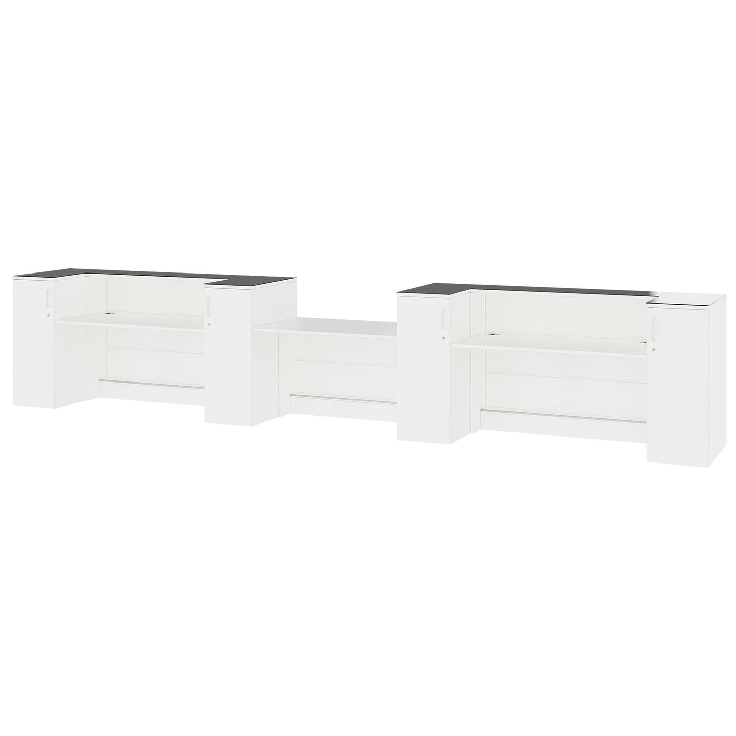 NOVUM Empfangstheke | 5200 - 6000 mm, Multicolor-LED-Beleuchtung, Weiß