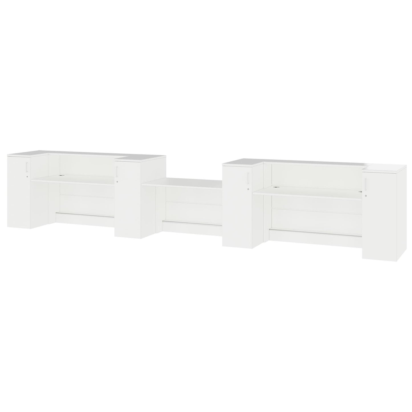 NOVUM Empfangstheke | 5200 - 6000 mm, Multicolor-LED-Beleuchtung, Weiß