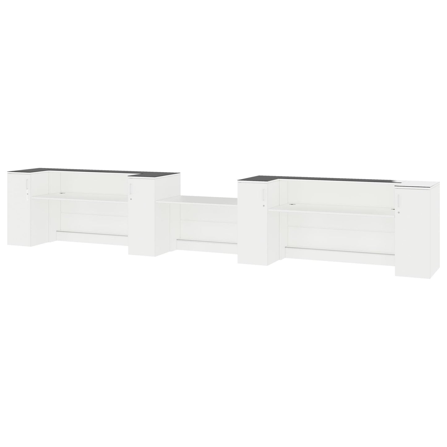 NOVUM Empfangstheke | 5200 - 6000 mm, Multicolor-LED-Beleuchtung, Weiß