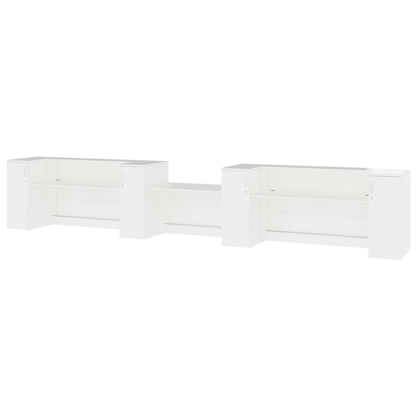 NOVUM Empfangstheke | 5200 - 6000 mm, Multicolor-LED-Beleuchtung, Weiß