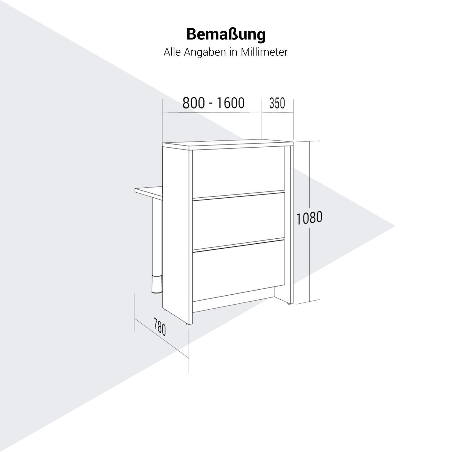 NOVUM Empfangstheke | 800 - 1600 mm, Multicolor-LED-Beleuchtung, Bernsteineiche