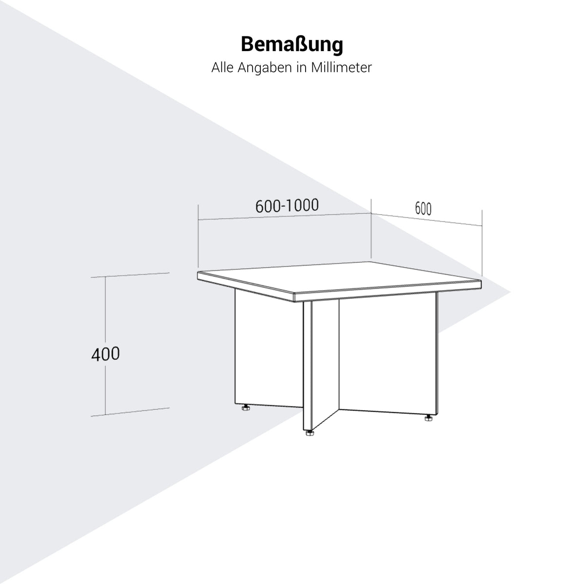 OPTIMA Beistelltisch | 600-1000 x 600 mm, eckig