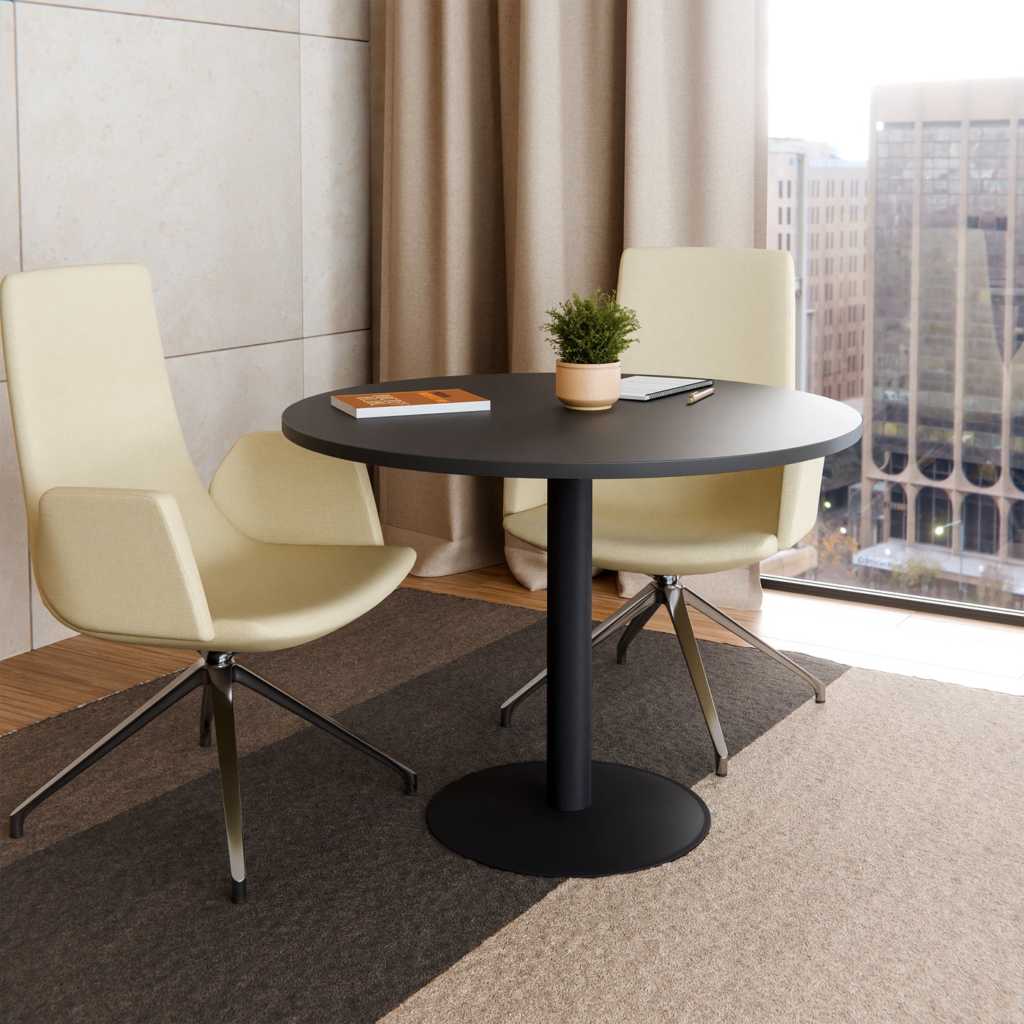 OPTIMA Besprechungstisch | Rund, Ø800-1200 mm, Anthrazit