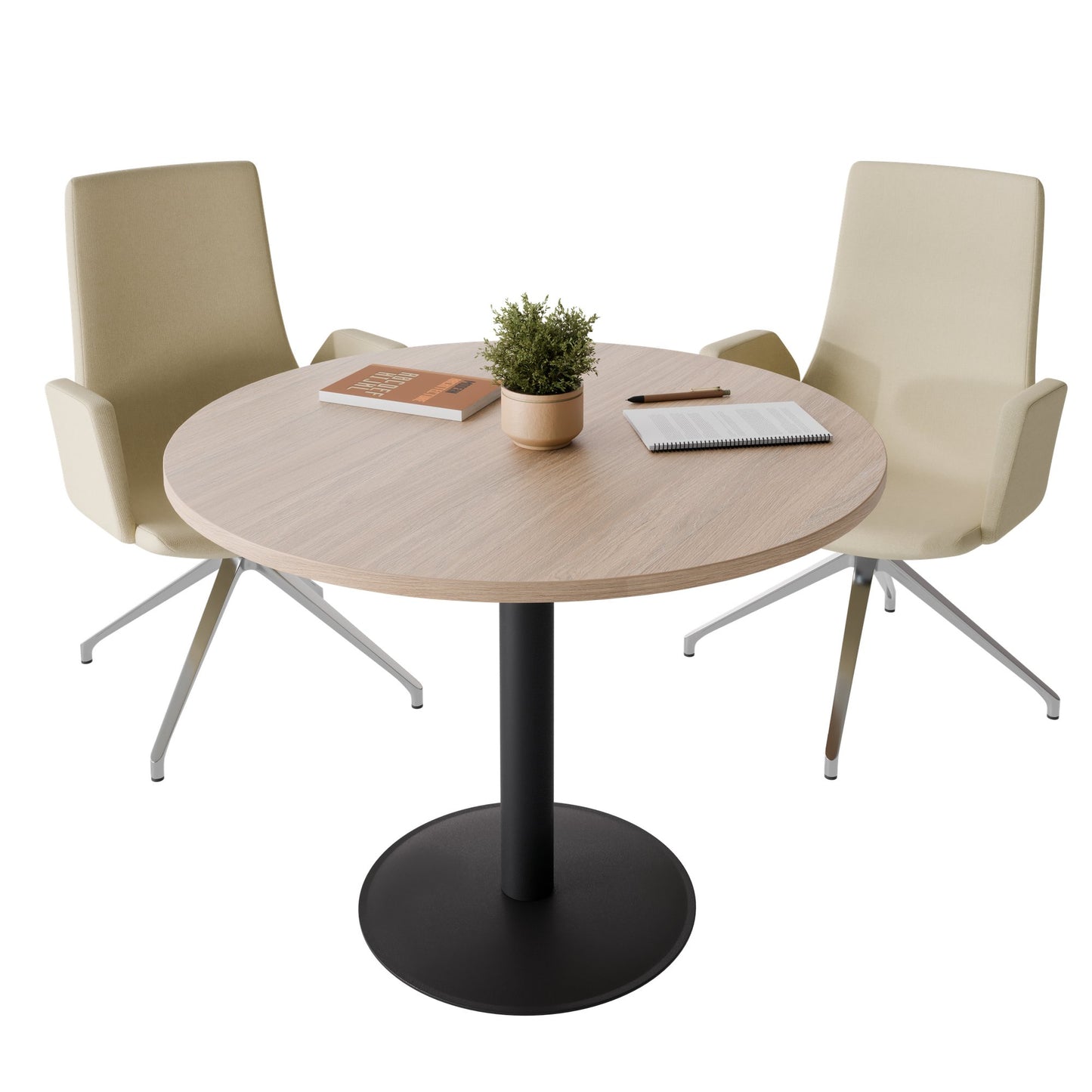 OPTIMA Besprechungstisch | Rund, Ø800-1500 mm, Bernsteineiche