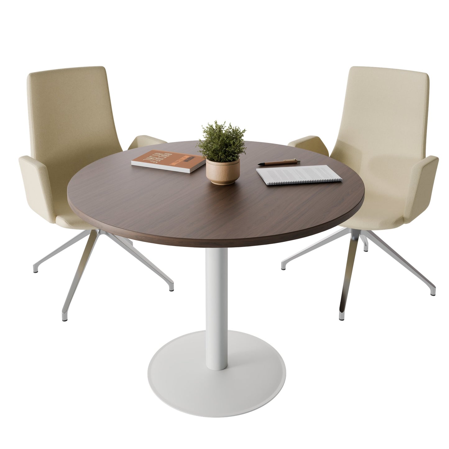 OPTIMA Besprechungstisch | Rund, Ø800-1200 mm, Nussbaum