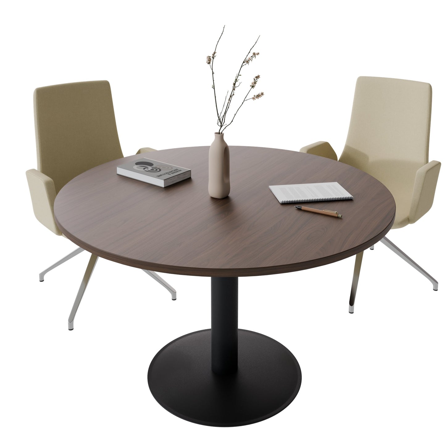 OPTIMA Besprechungstisch | Rund, Ø800-1200 mm, Nussbaum