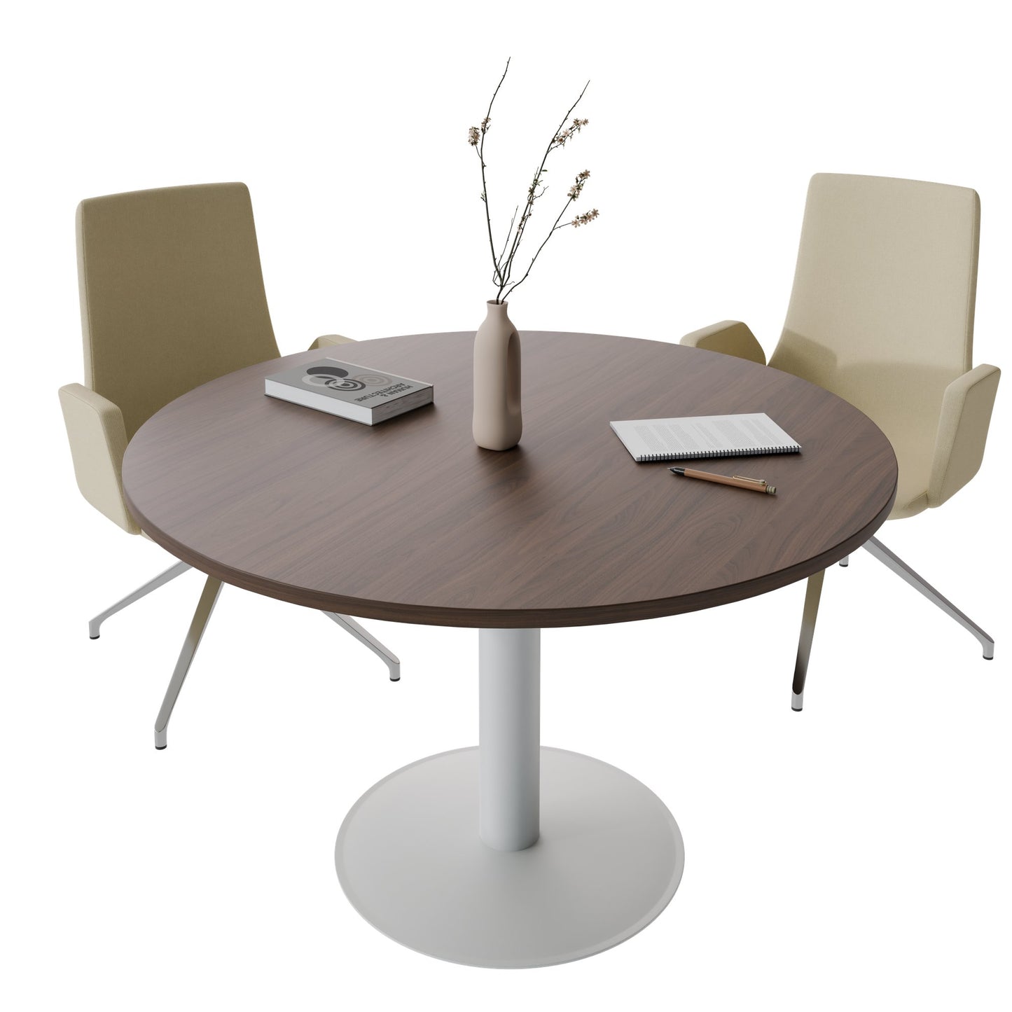 OPTIMA Besprechungstisch | Rund, Ø800-1200 mm, Nussbaum