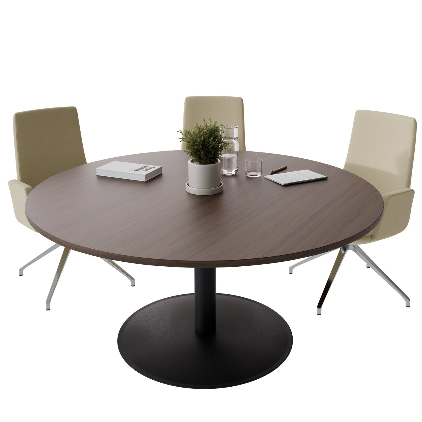 OPTIMA Besprechungstisch | Rund, Ø800-1200 mm, Nussbaum