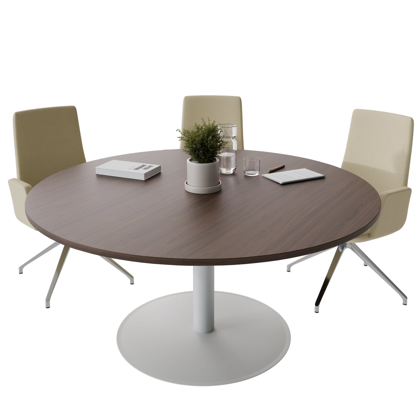 OPTIMA Besprechungstisch | Rund, Ø800-1200 mm, Nussbaum