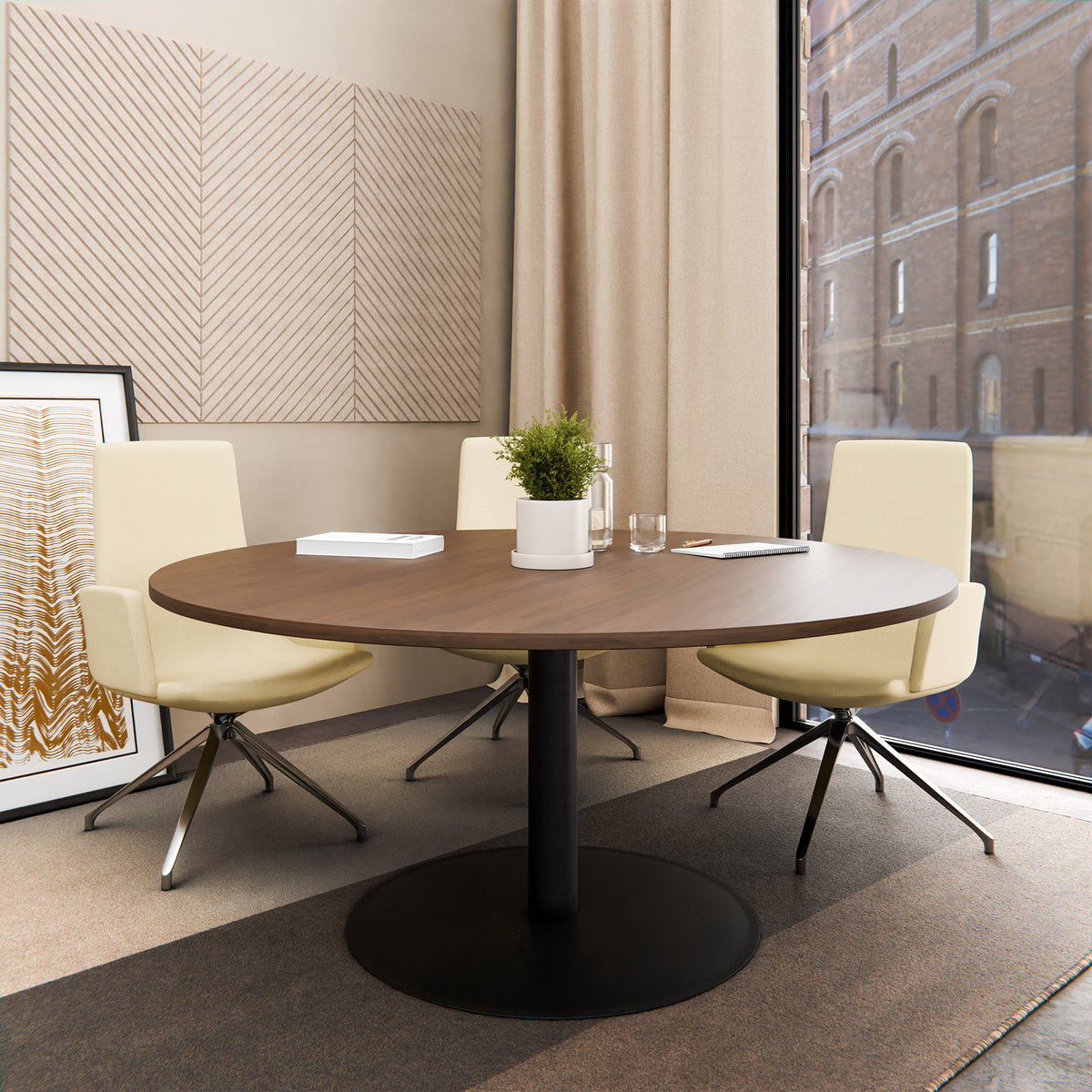 OPTIMA Meeting table | Round, Ø800-1200 mm, Walnut  - 9 Lightbox Main Image