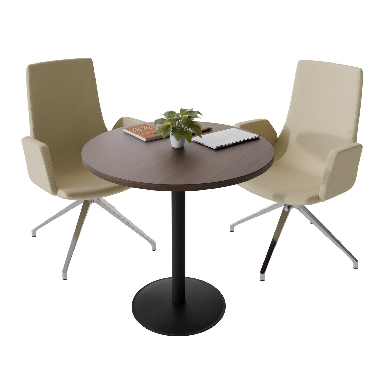 OPTIMA Besprechungstisch | Rund, Ø800-1200 mm, Nussbaum