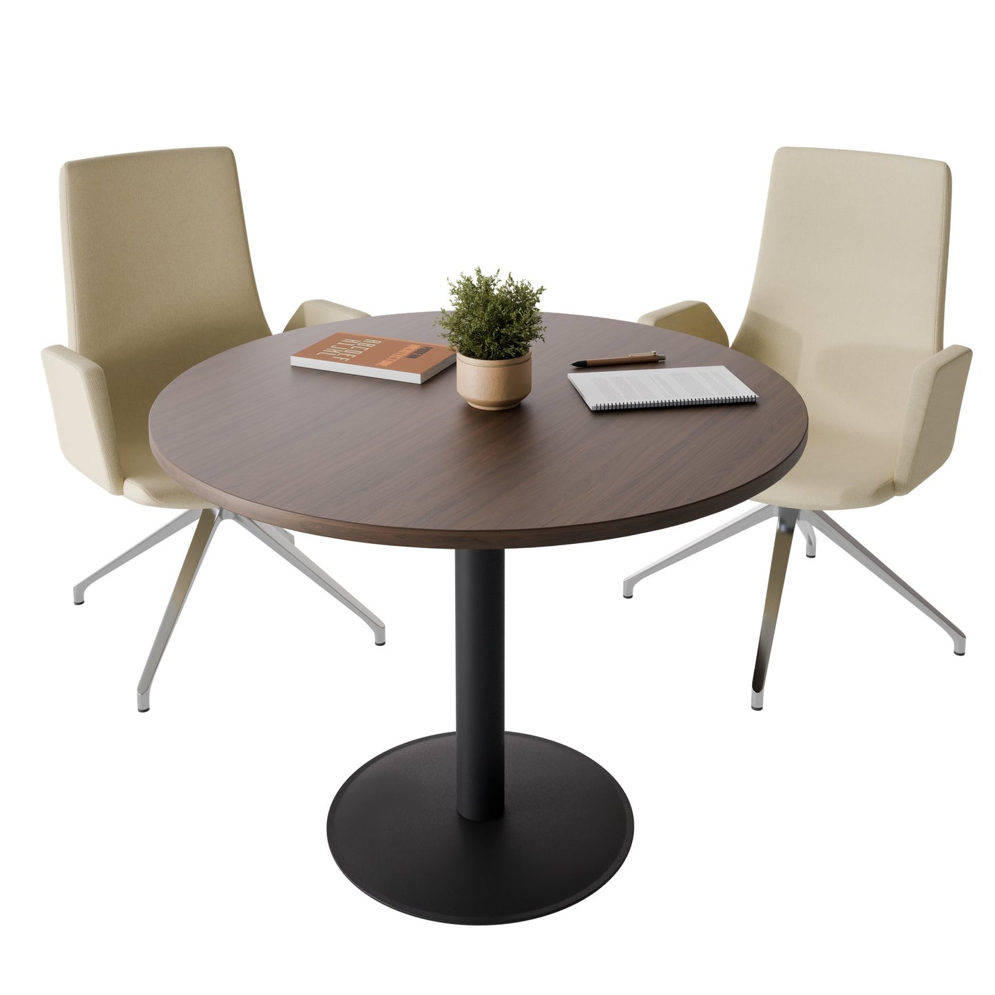 OPTIMA Besprechungstisch | Rund, Ø800-1200 mm, Nussbaum