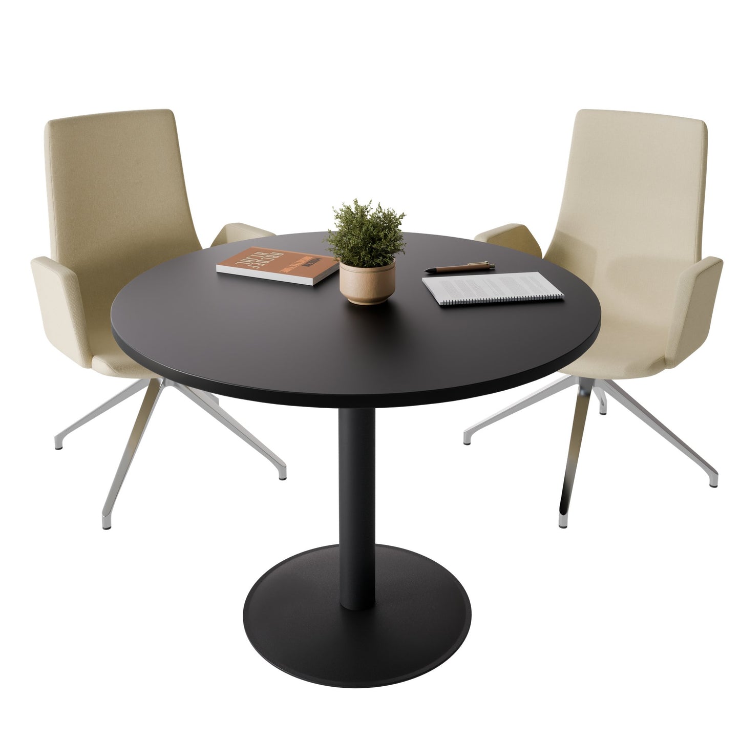 OPTIMA Besprechungstisch | Rund, Ø800-1500 mm, Schwarz