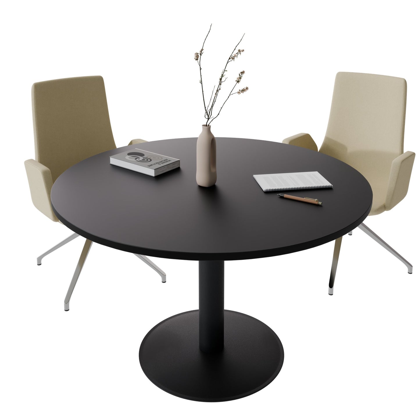 OPTIMA Besprechungstisch | Rund, Ø800-1500 mm, Schwarz