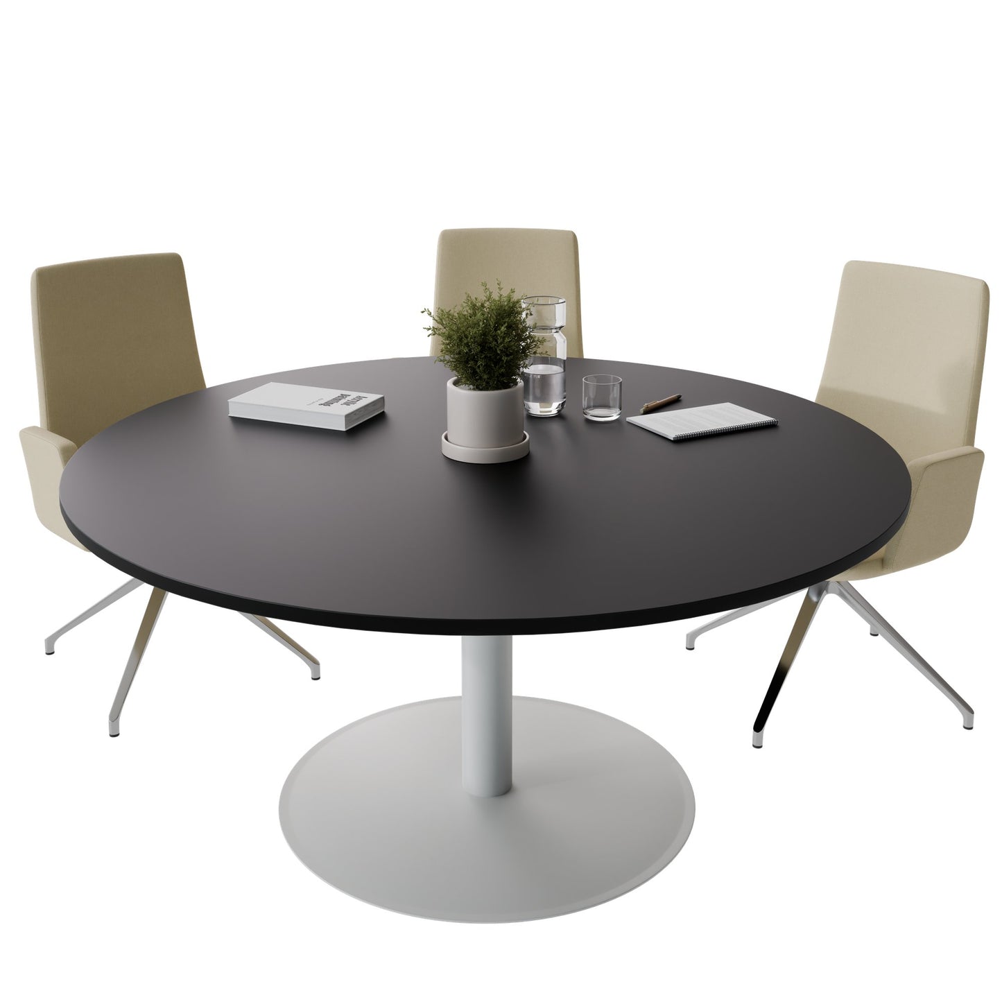 OPTIMA Besprechungstisch | Rund, Ø800-1500 mm, Schwarz