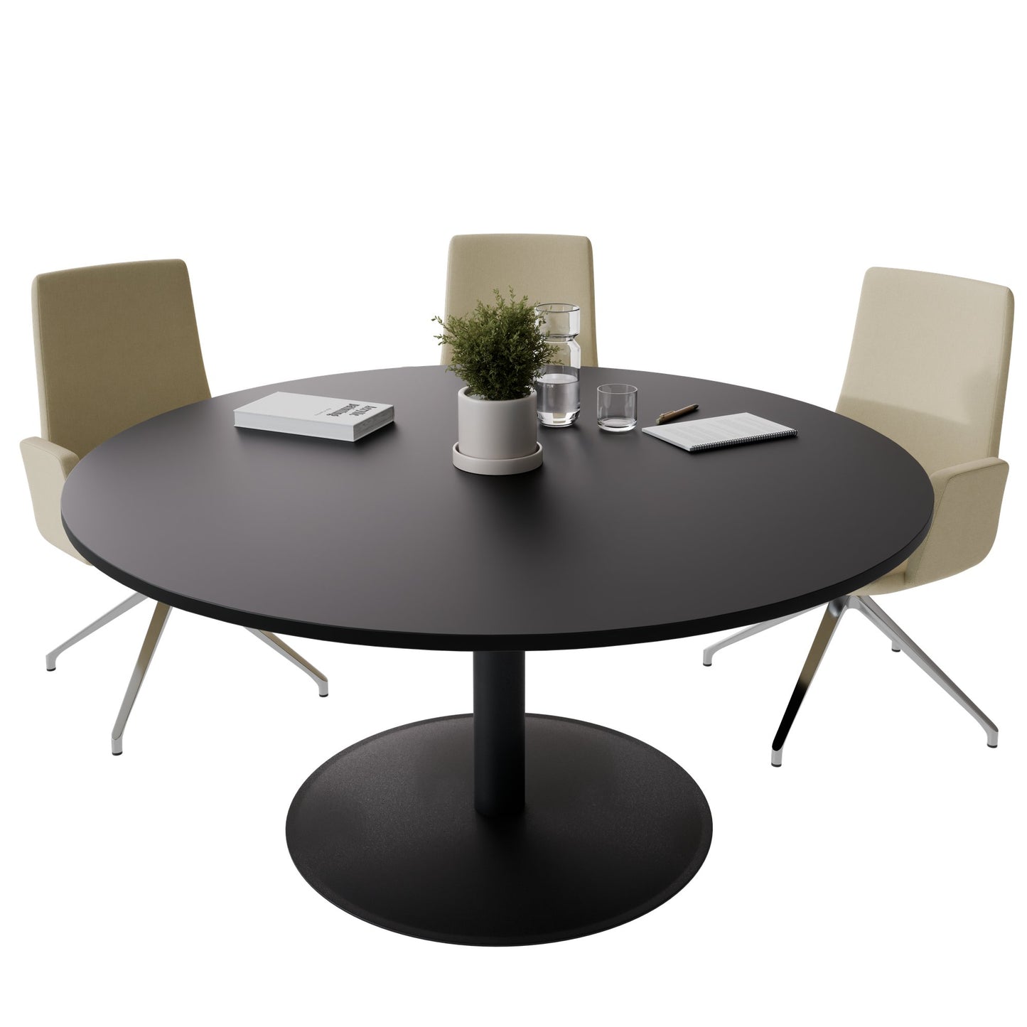 OPTIMA Besprechungstisch | Rund, Ø800-1500 mm, Schwarz