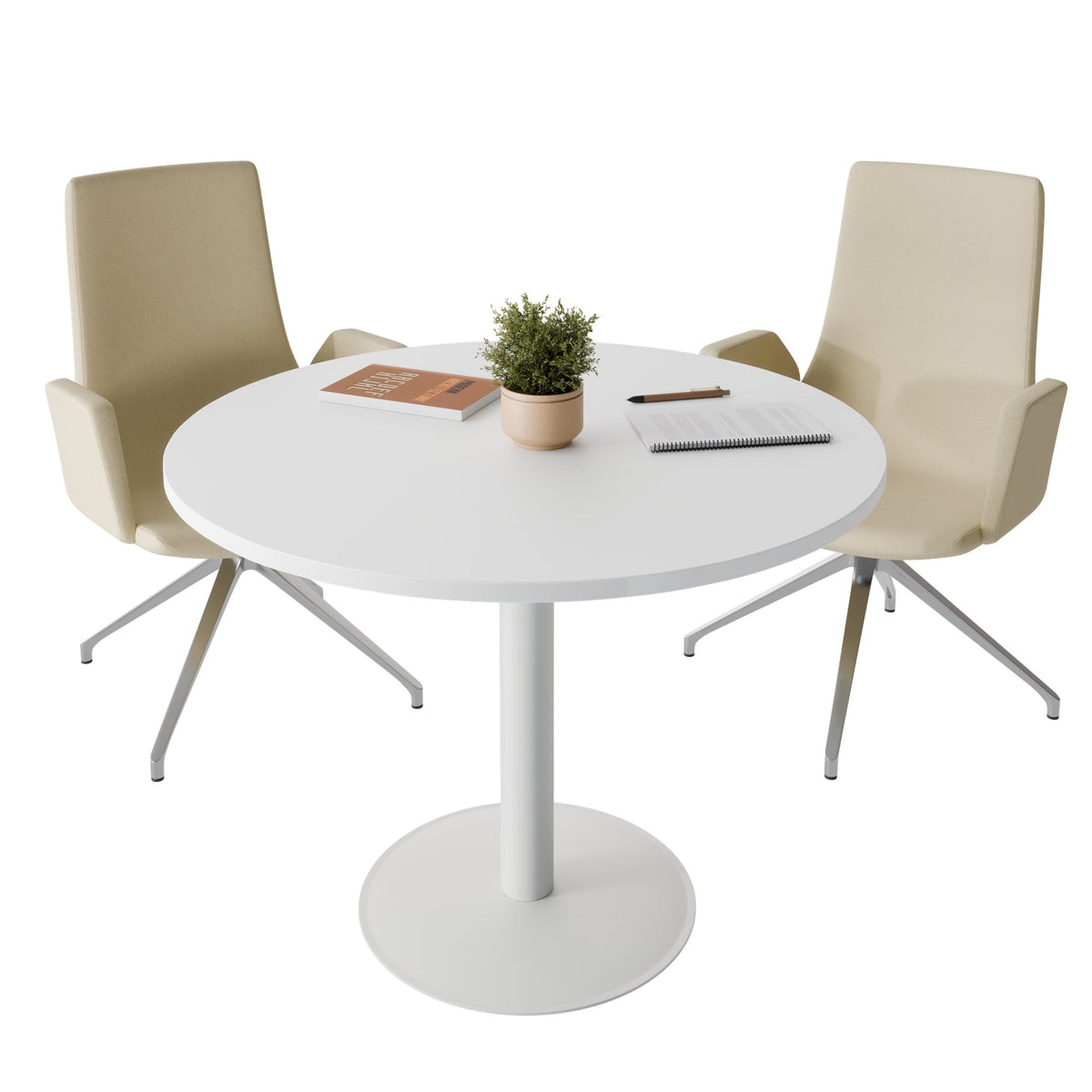 Table de réunion OPTIMA | Ronde, Ø800-1500 mm, blanche - 2 Lightbox Main Image