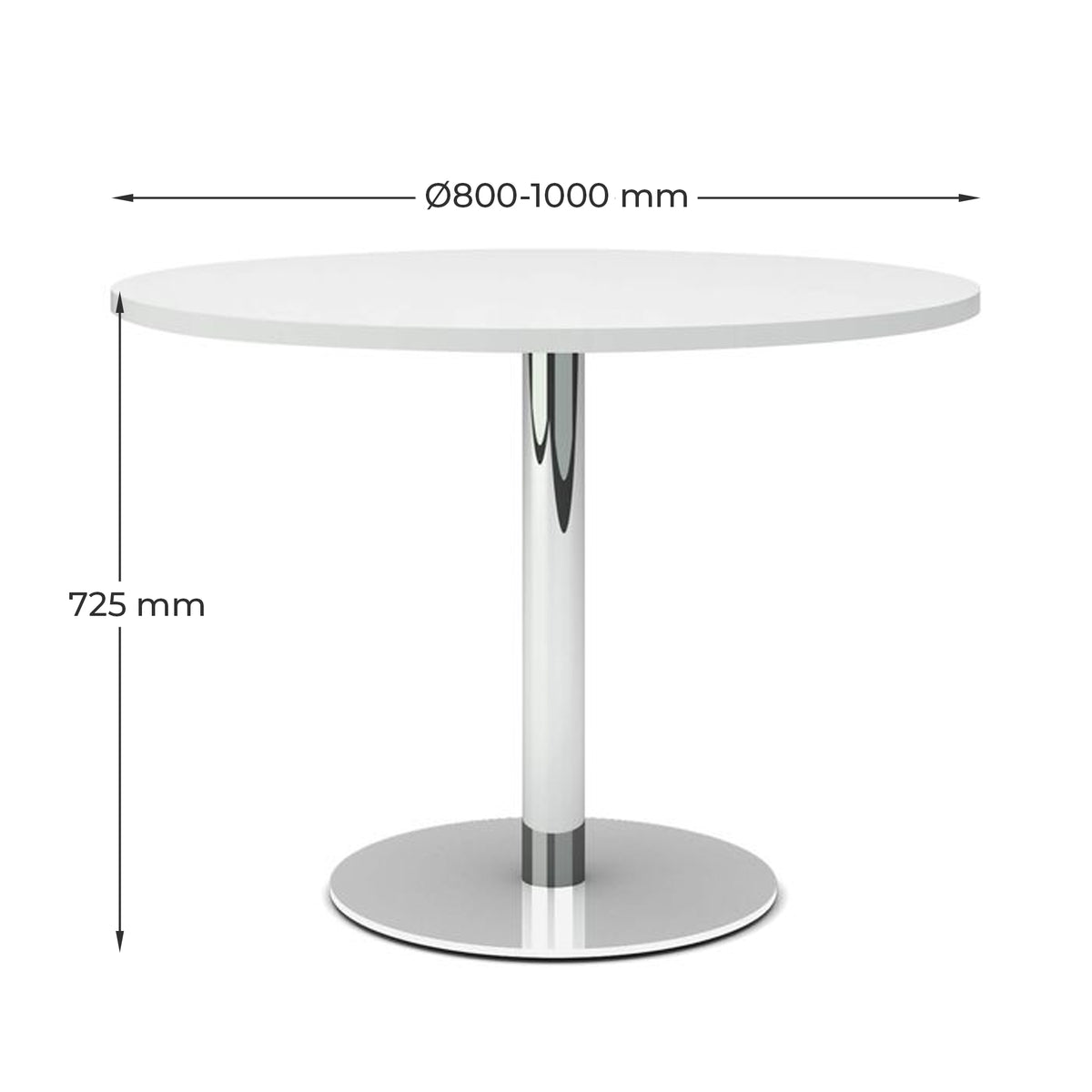 OPTIMA Besprechungstisch | Rund, Gestell Chrom, Ø 800-1000 mm, Weiß - 6 Lightbox Main Image