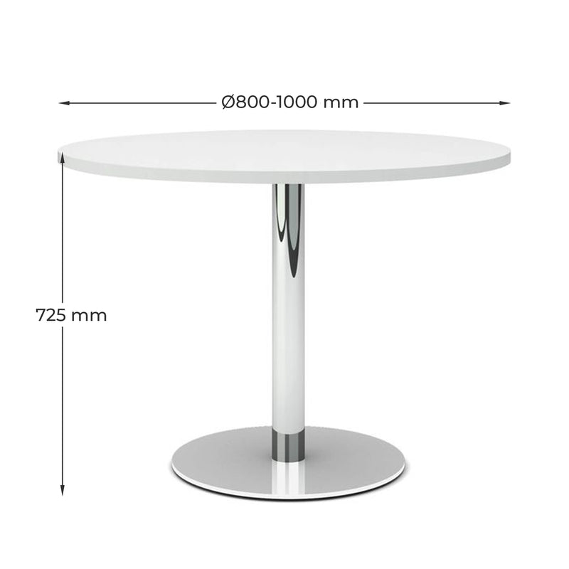 OPTIMA Besprechungstisch | Rund, Gestell Chrom, Ø 800-1000 mm, Weiß - 6 Main Image